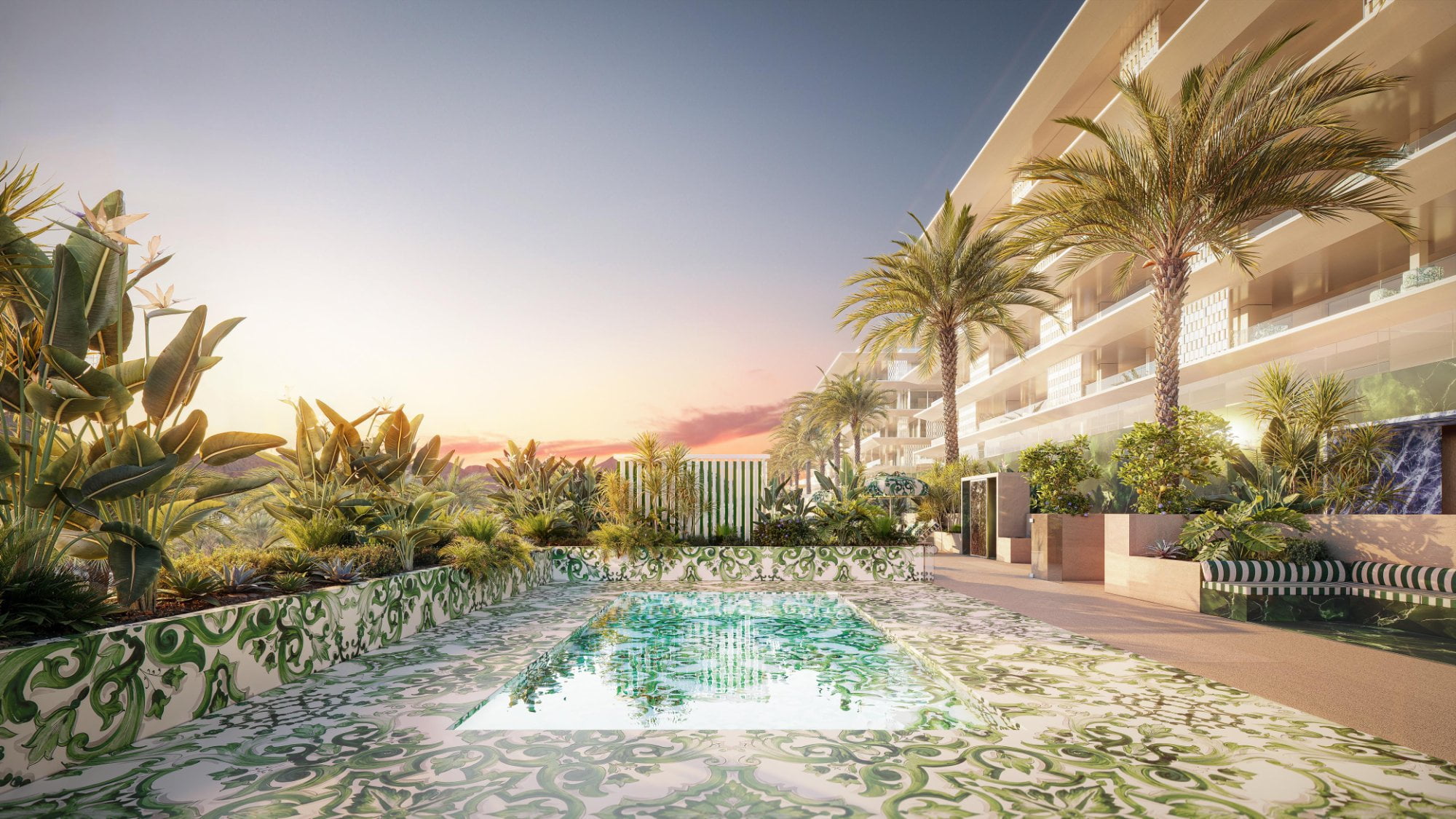 Communal pools with D&G signature tiles